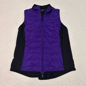 Lauren Ralph Lauren Women's S‎ Small Purple Black Full Zip Puffer Fleece Vest